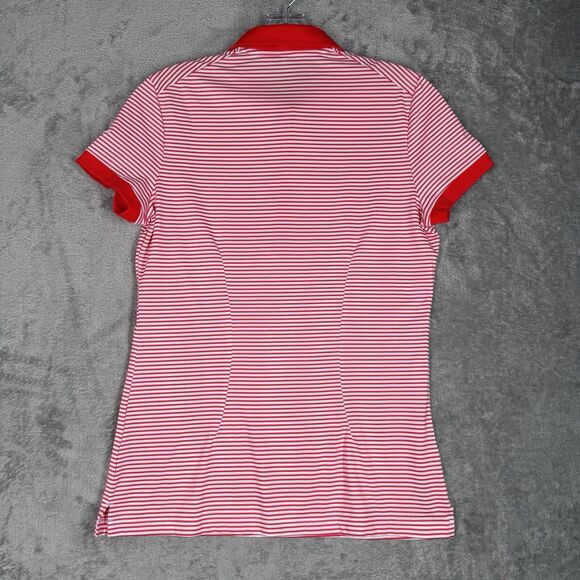 NIke Shirt Womens Small Orange White‎ Striped Golf Polo Casual Preppy Outdoors - Picture 3 of 6